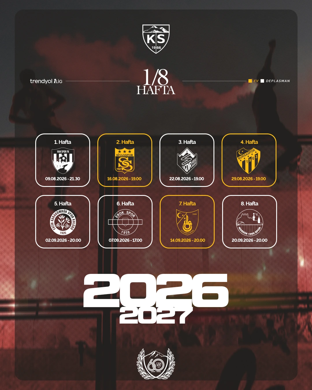 Kayserispor’un 2026-2027 Sezonu İlk 8 Haftalık Fikstürü Açıklandı
